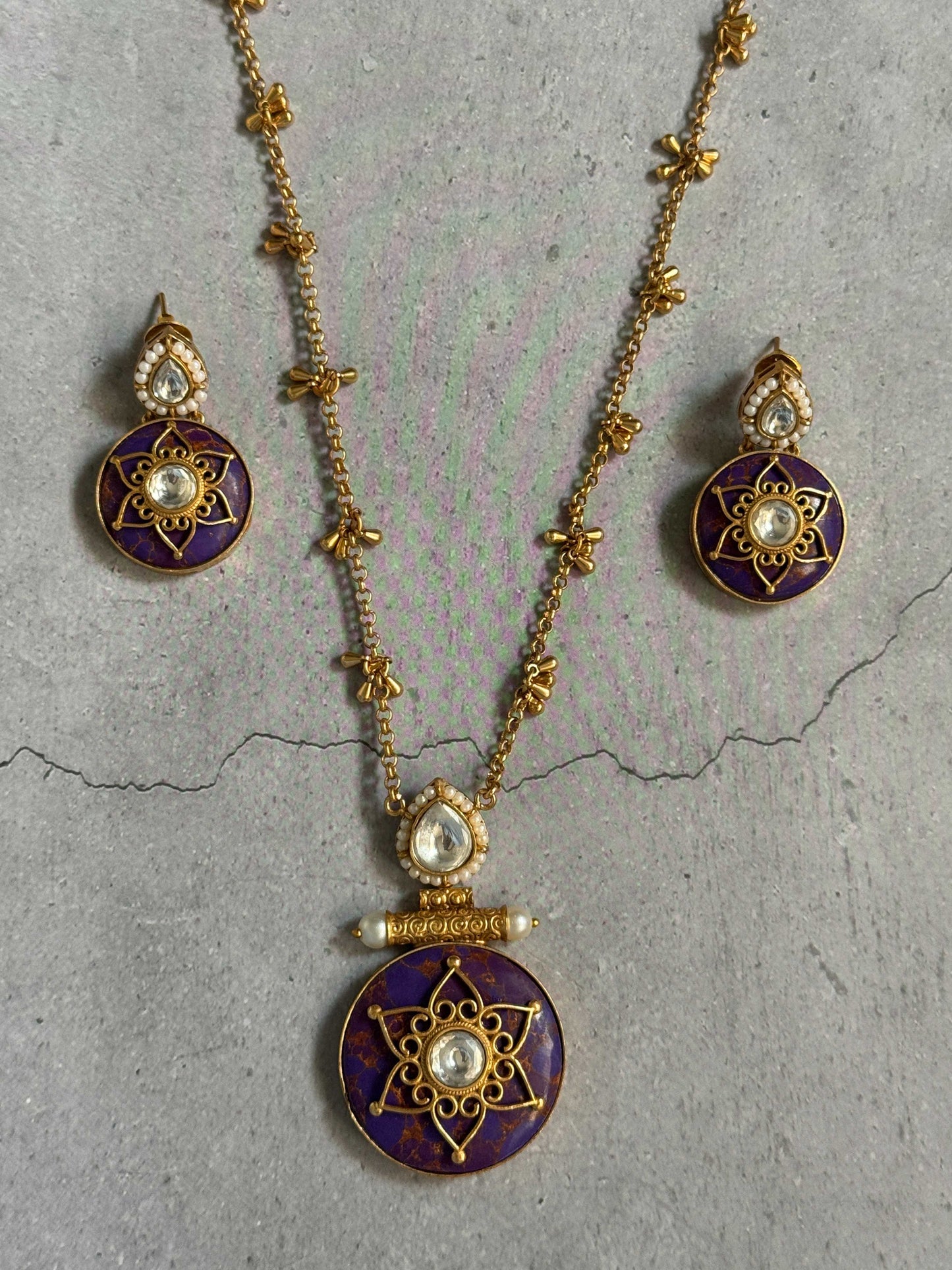 Purple Miraya Pendant Necklace Set