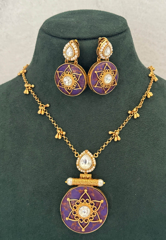 Purple Miraya Pendant Necklace Set