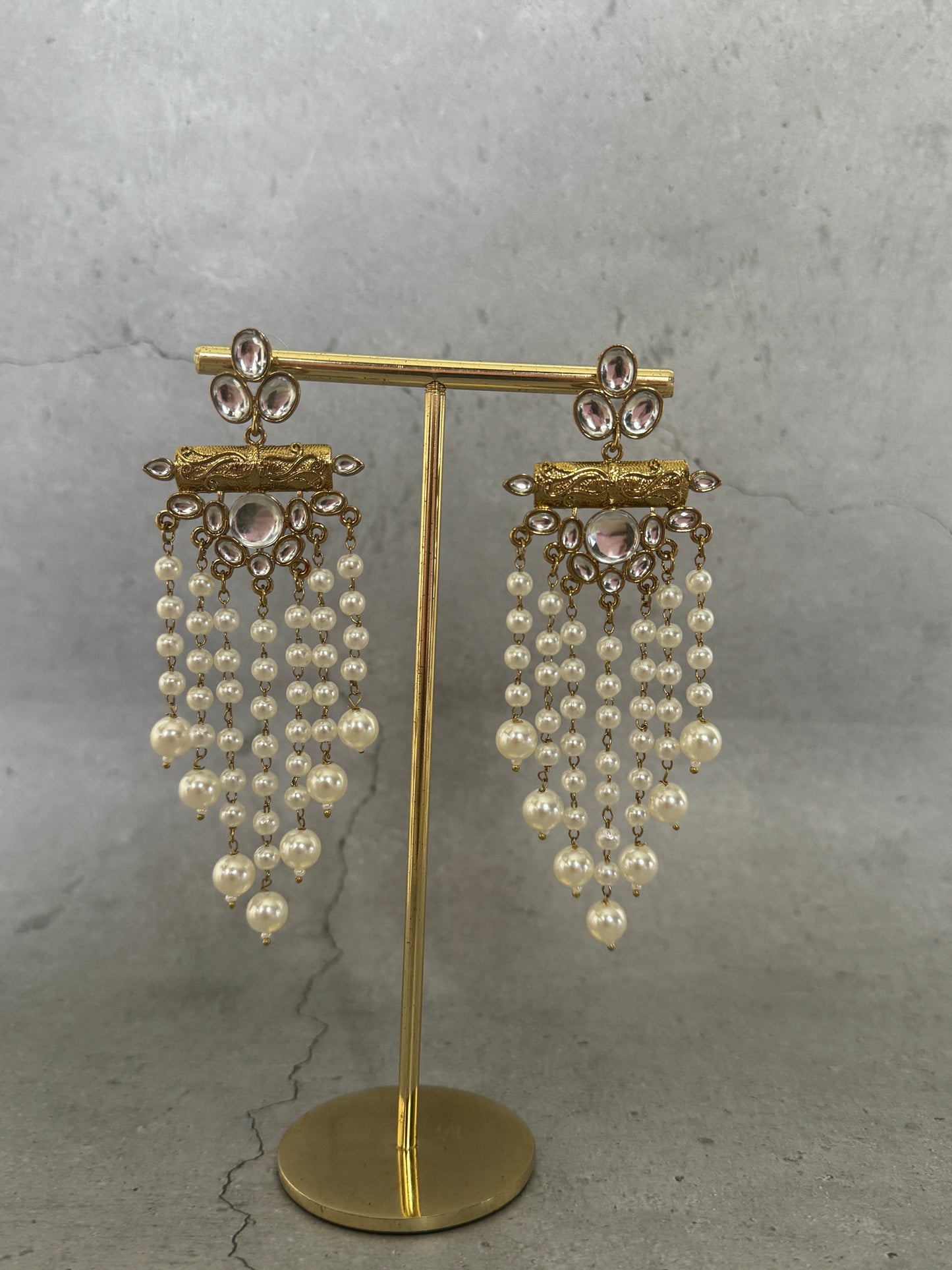 Pearl Tassel Textured Danglers