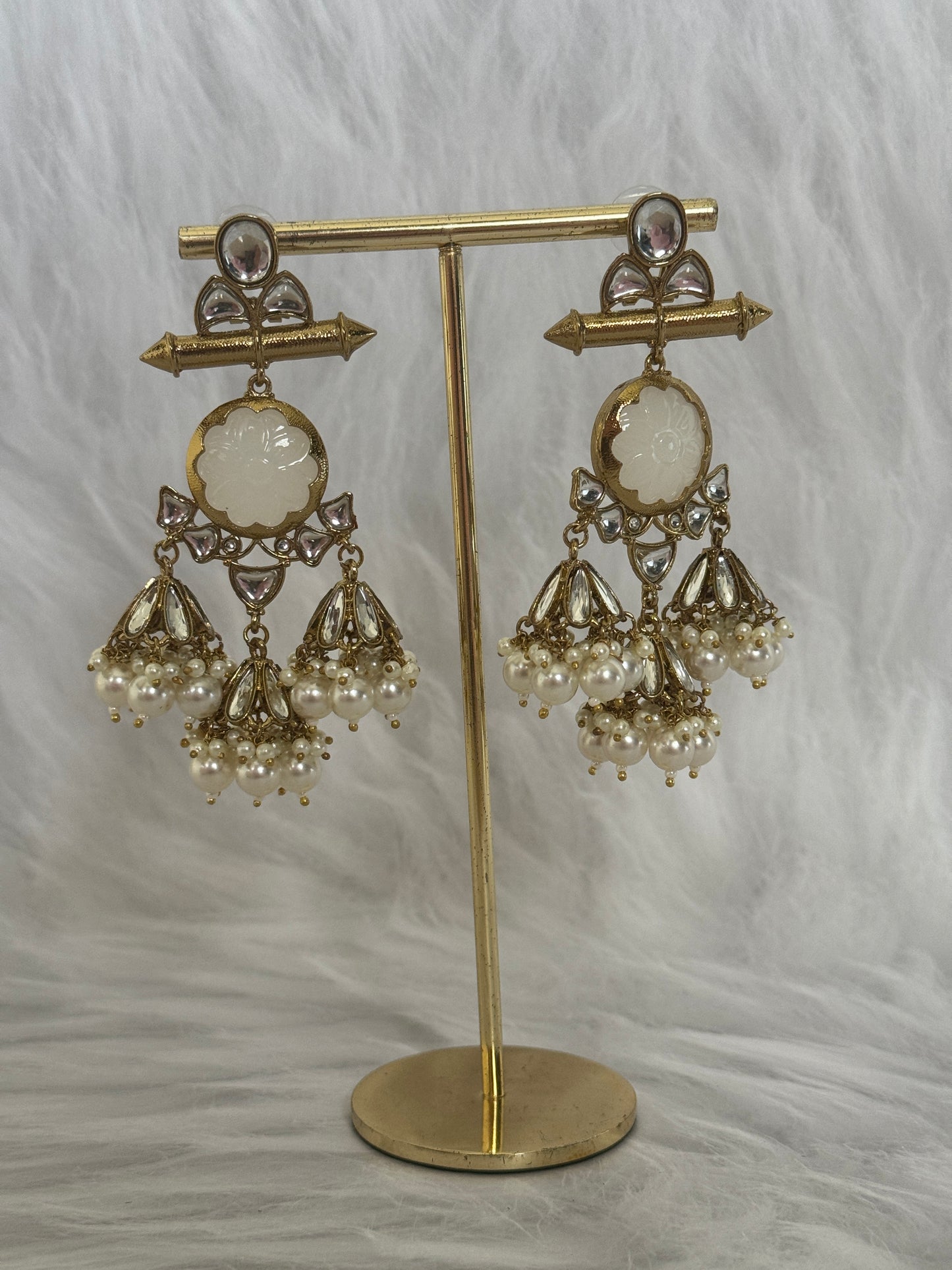 Ivory Triple Jhumki Danglers