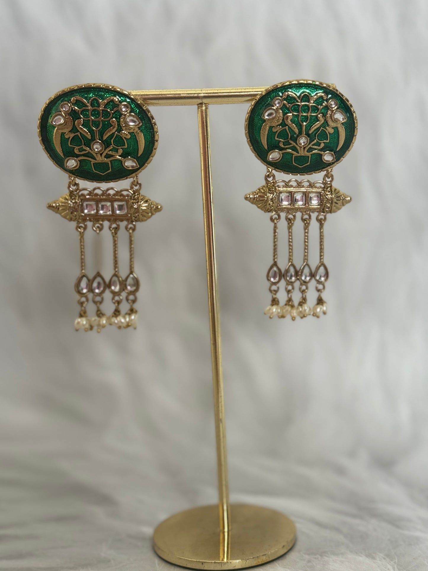 Green Emboss Danglers