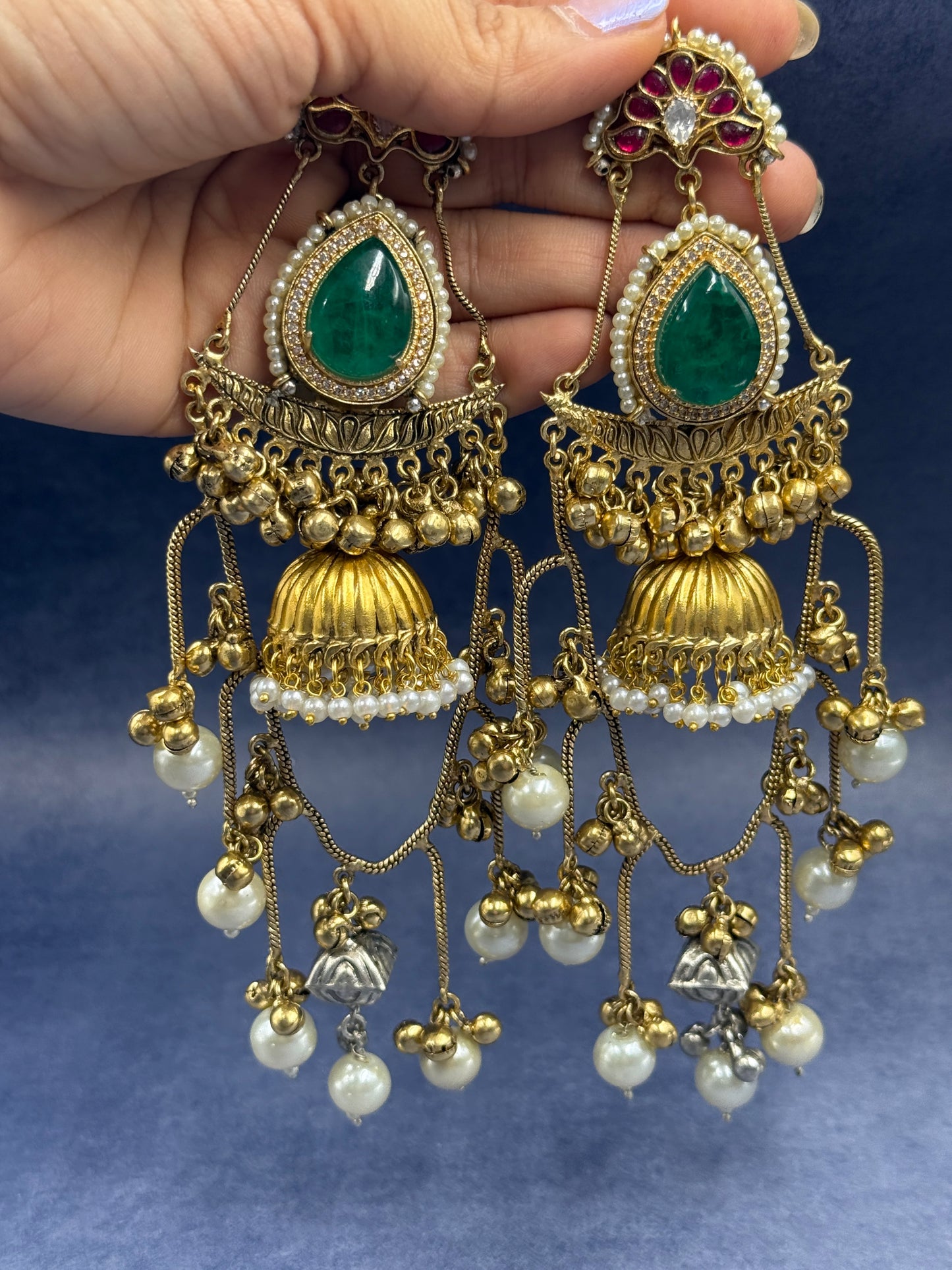 Green Amaira Statement Jhumkis