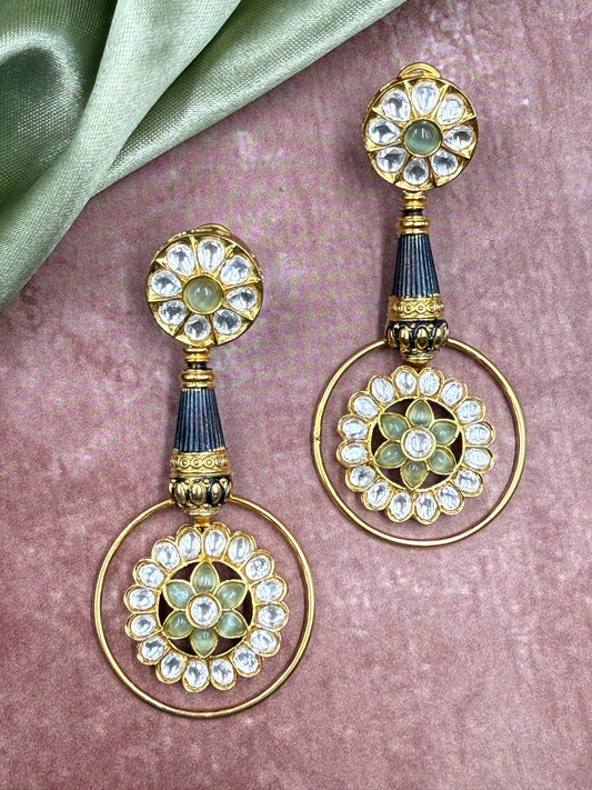 Moissanite Floral Danglers