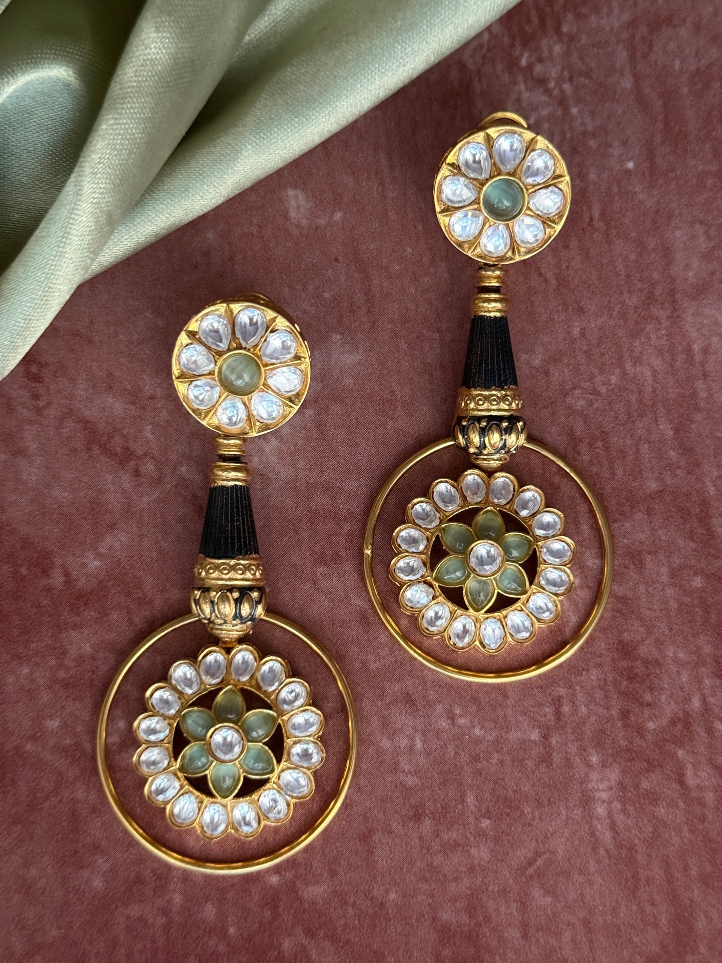 Moissanite Floral Danglers