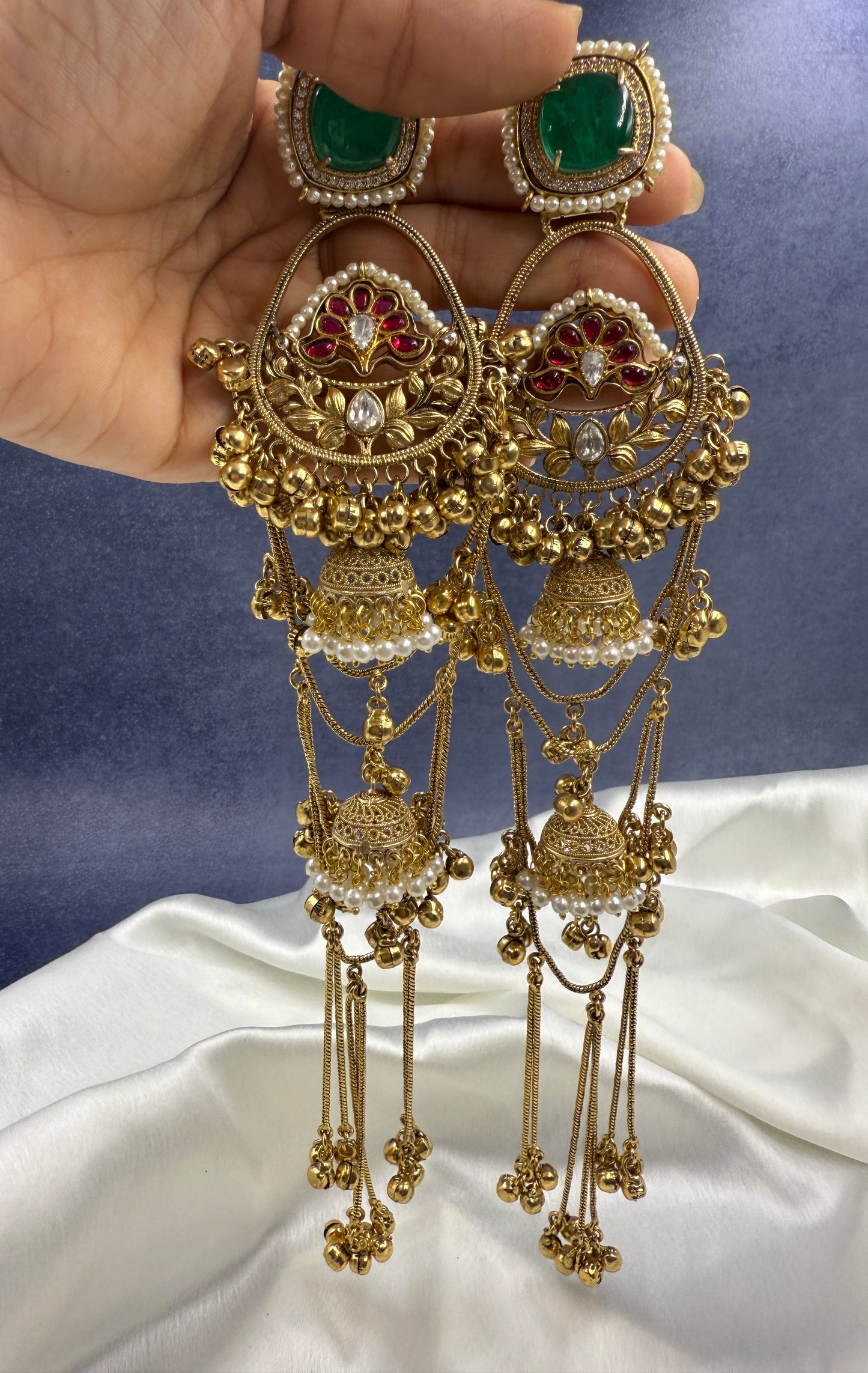 Green Aaraadhya Statement Jhumkis