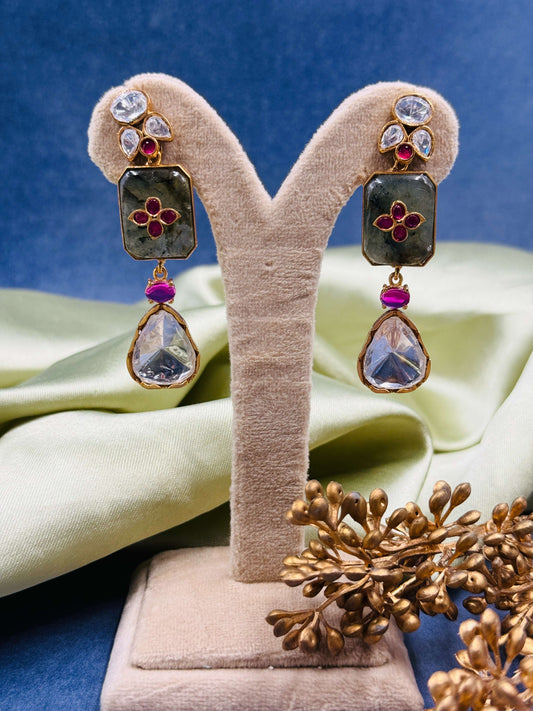 Green Moissanite Drop Danglers