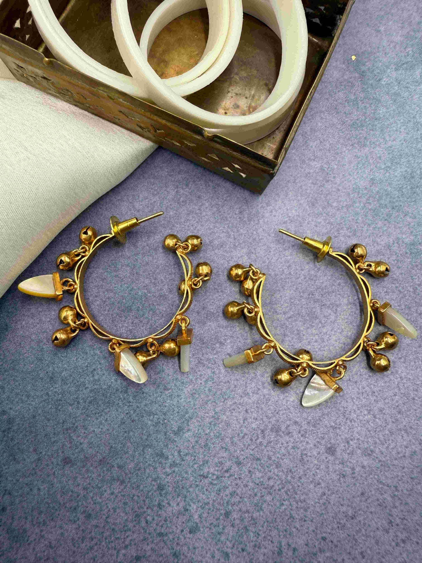 Ivory Crystal Hoops