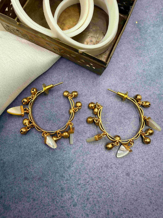 Ivory Crystal Hoops