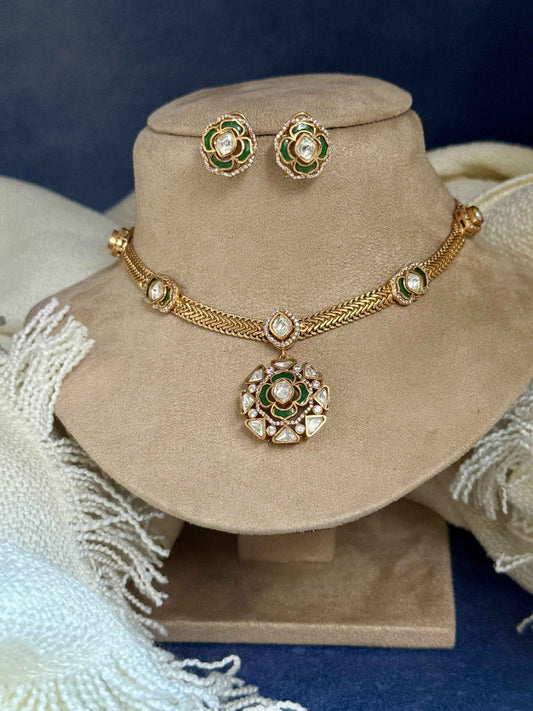 Green Radhika Pendant Set