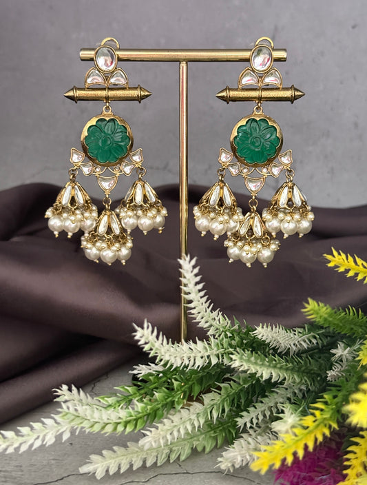 Green Triple Jhumki Danglers