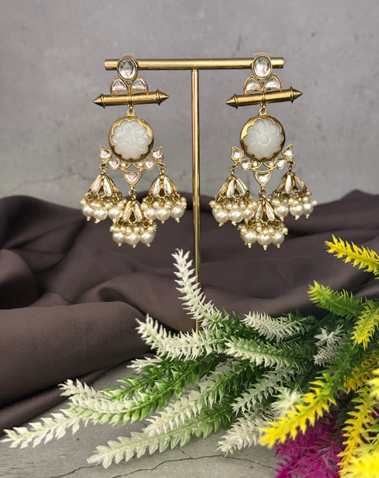 Ivory Triple Jhumki Danglers