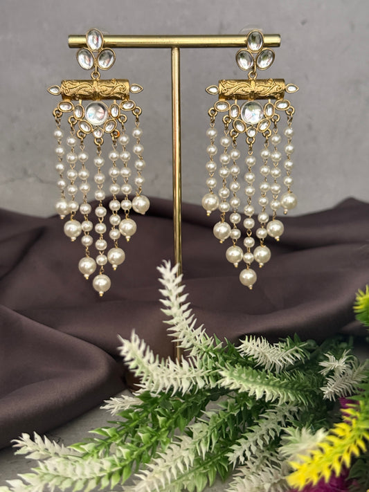 Pearl Tassel Textured Danglers