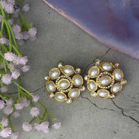 Pearl Oval Stone Studs