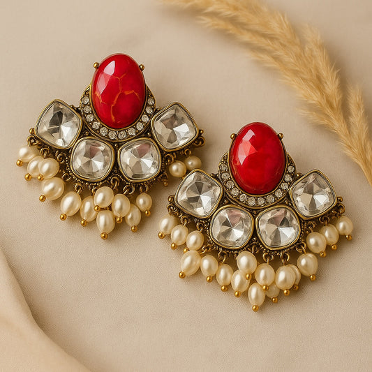 Red Misha Stone Danglers