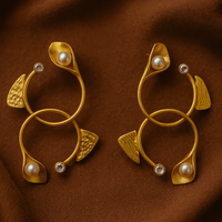 Entangled Circular Pearl Studs