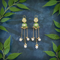Green Sheena Pearl Danglers
