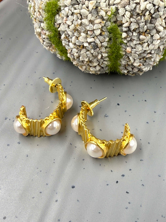 Striped Pearl Hoops
