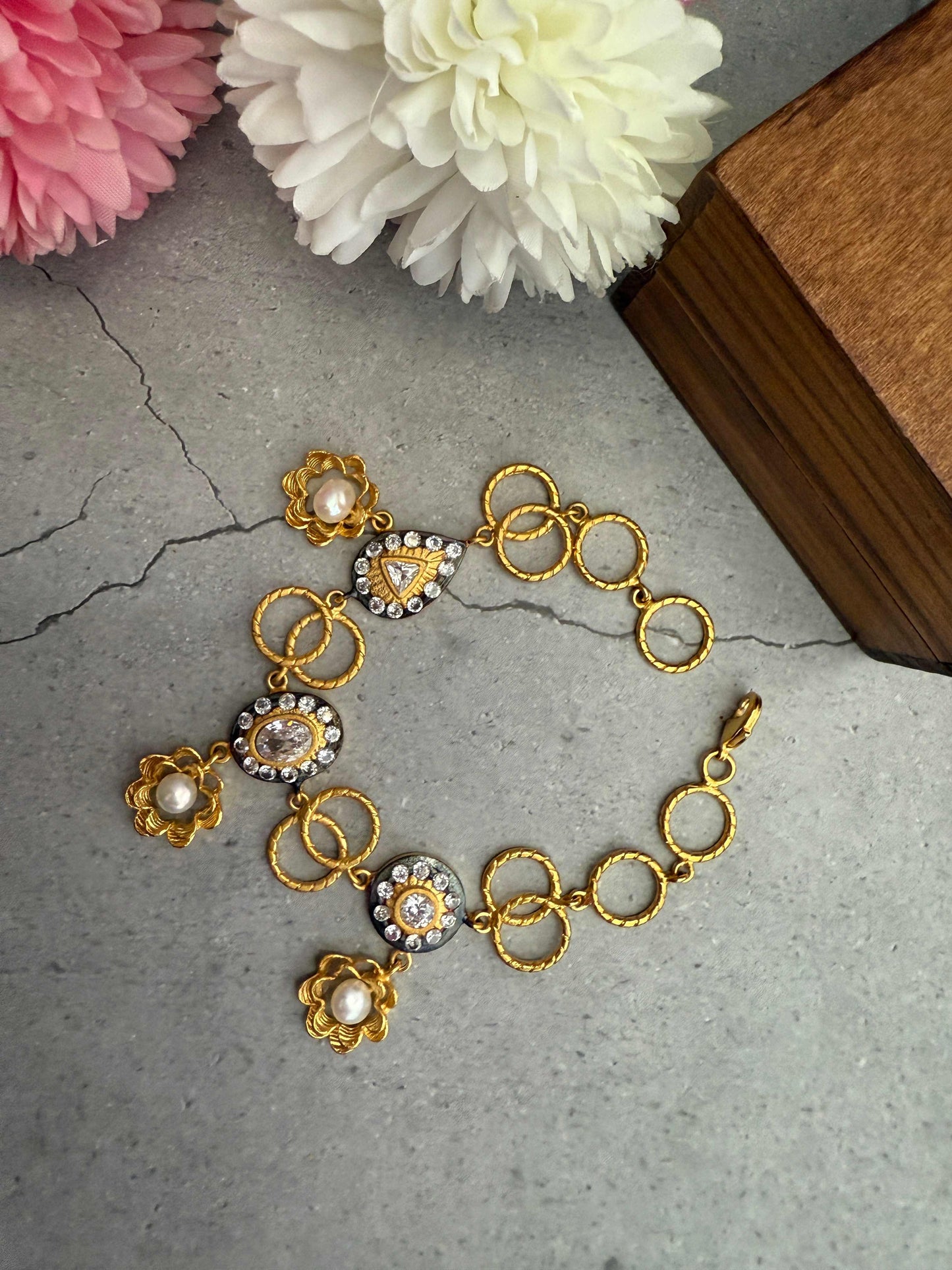 Black Stone Charms Bracelet