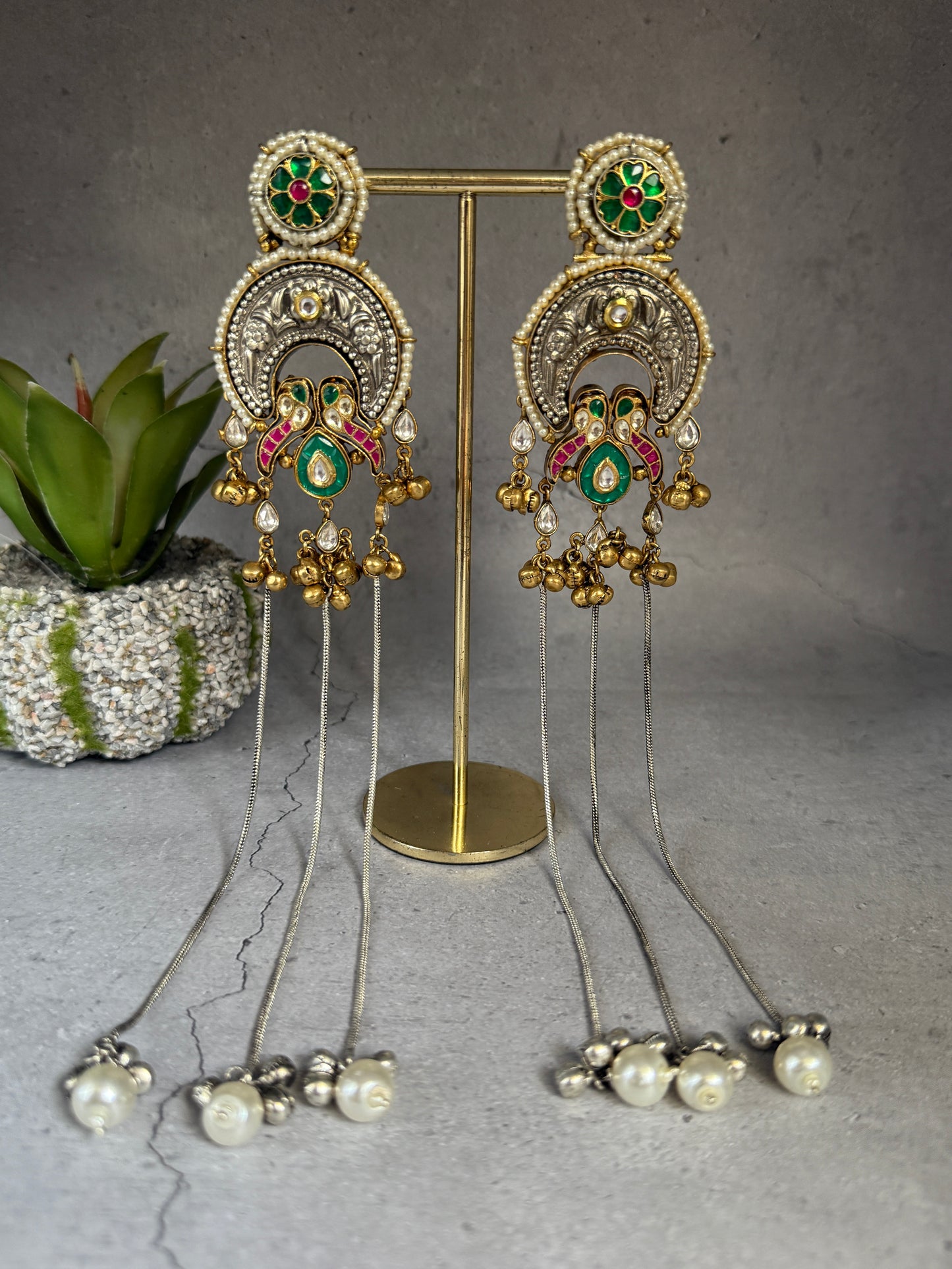 Green Shagun Chain Danglers