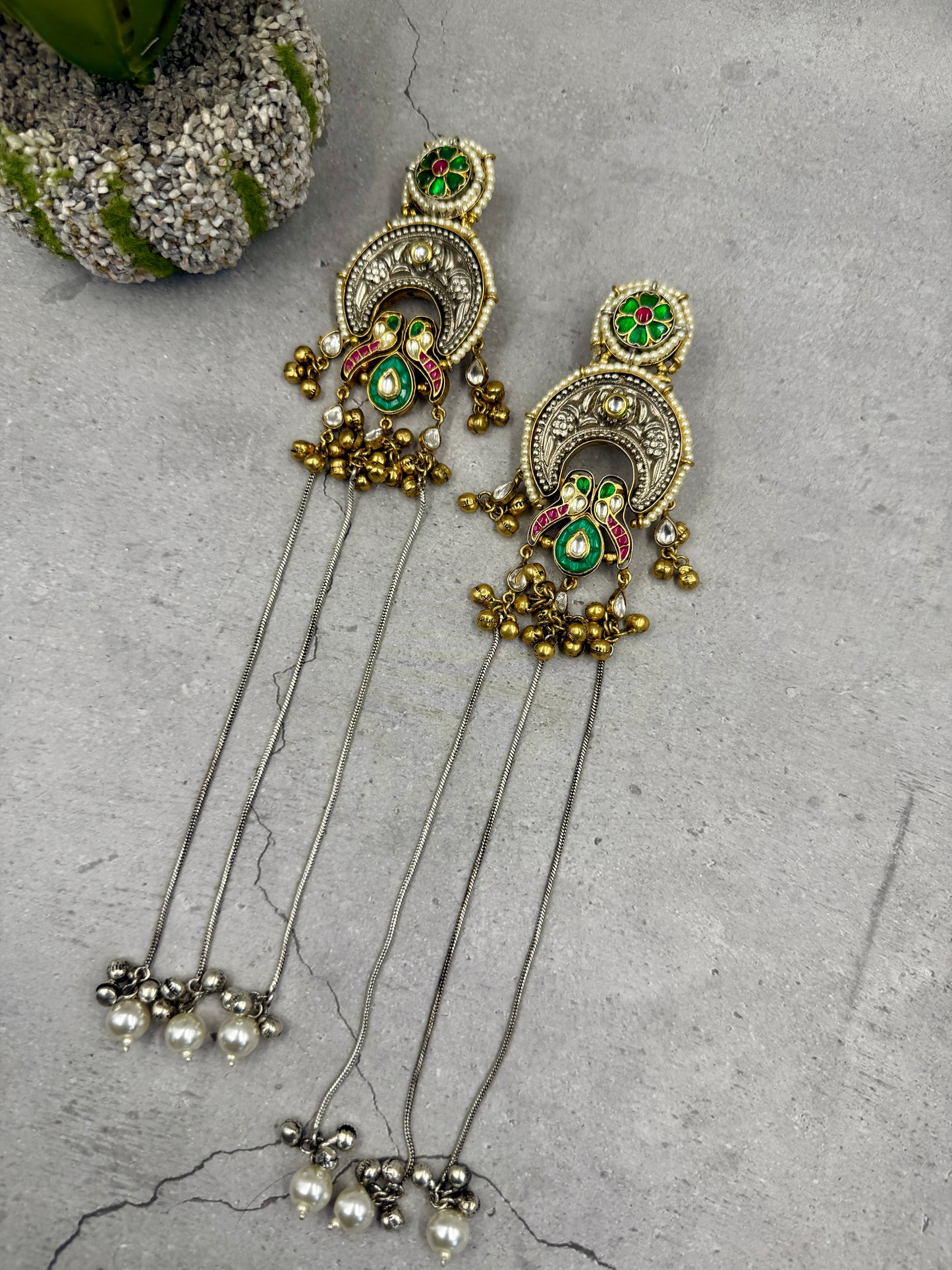 Green Shagun Chain Danglers