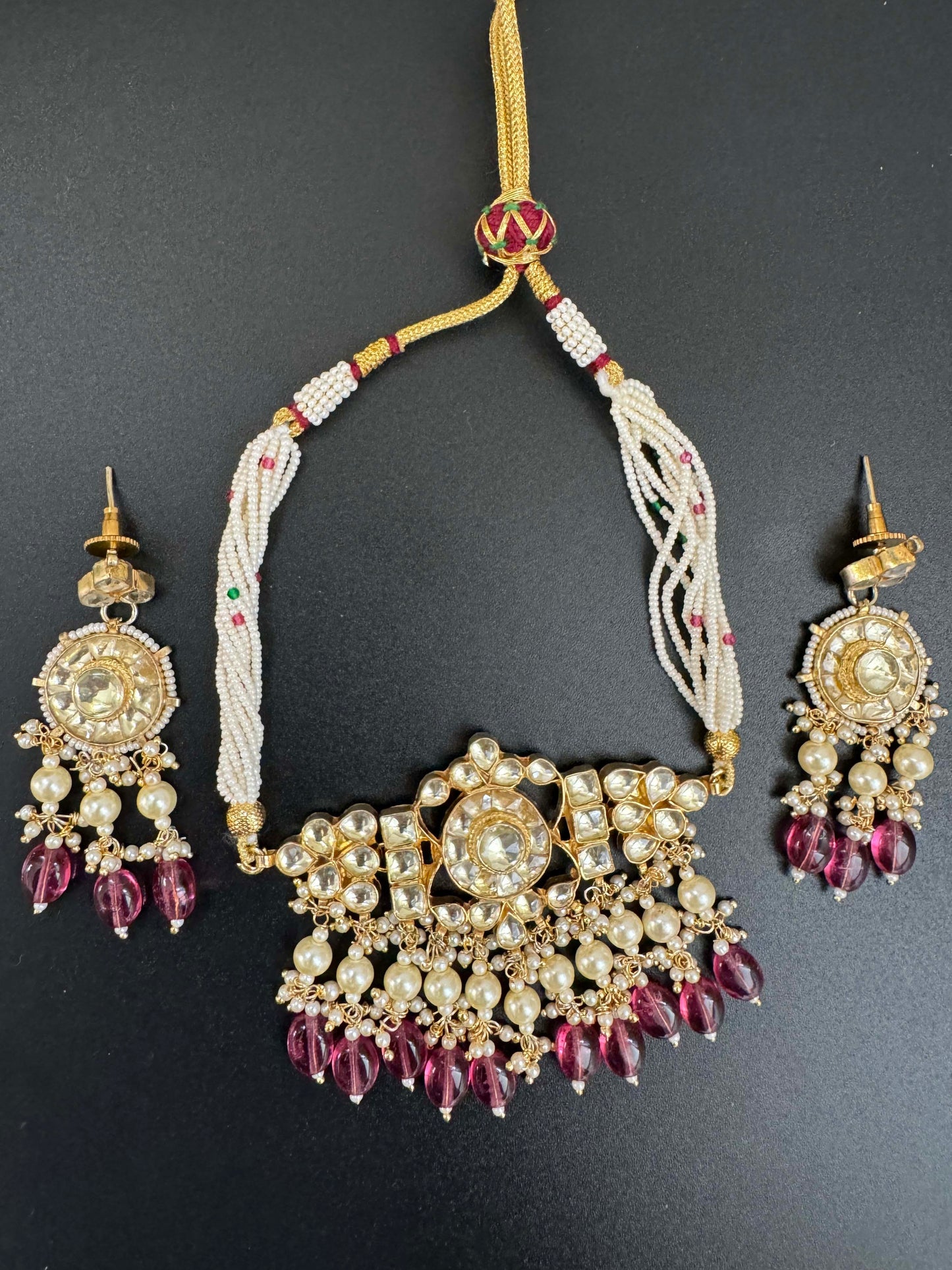 Pink Mini Kundan Choker Set