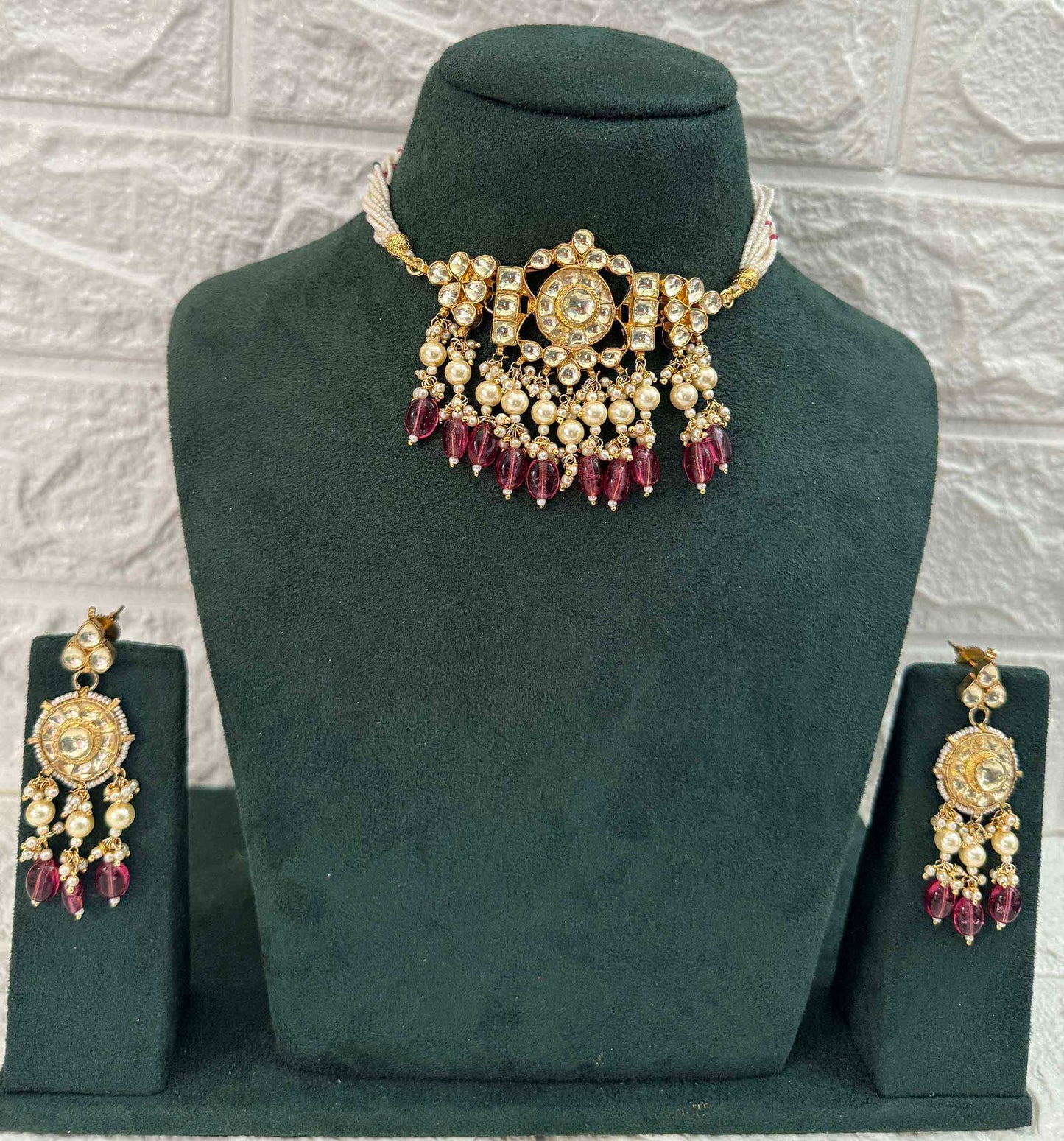 Pink Mini Kundan Choker Set