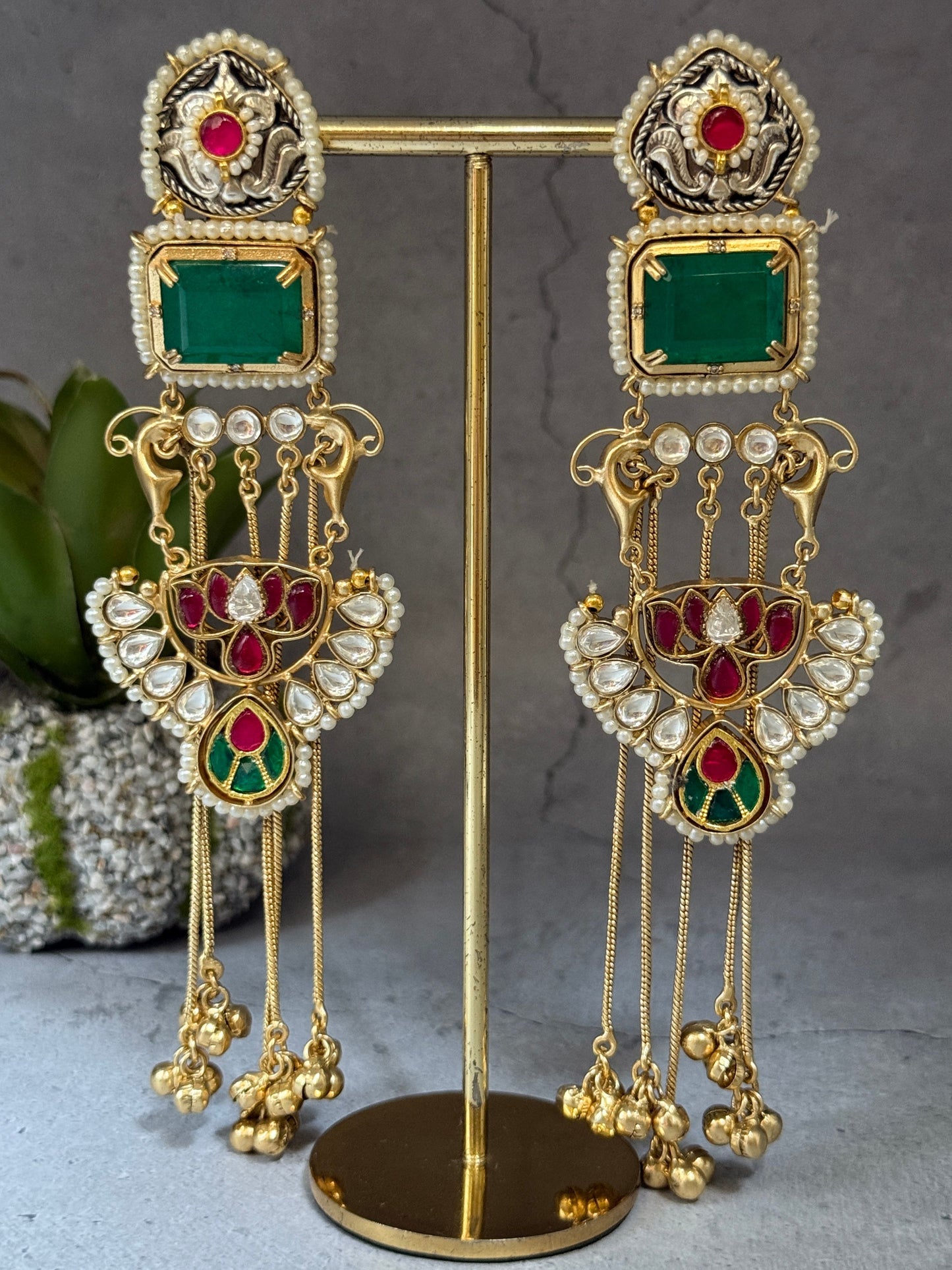 Green Shona Danglers