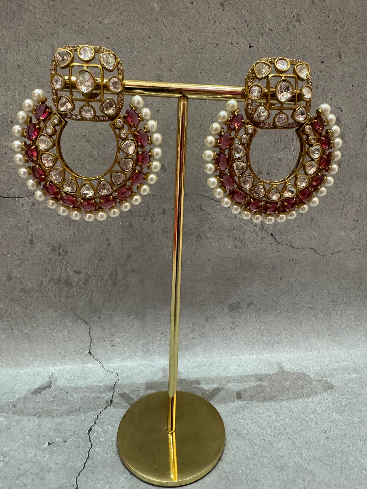 Pink Moissanite Chaandbali