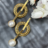 Textured Pearl Round Danglers
