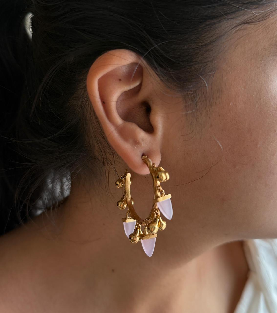 Ivory Crystal Hoops