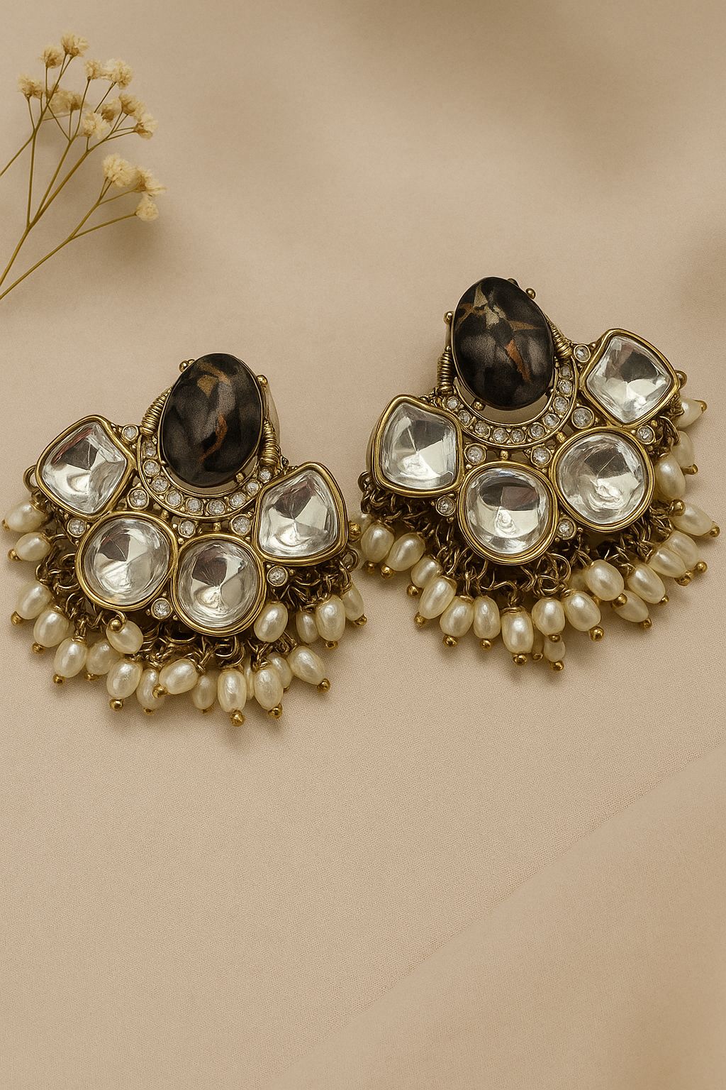Black Misha Stone Danglers