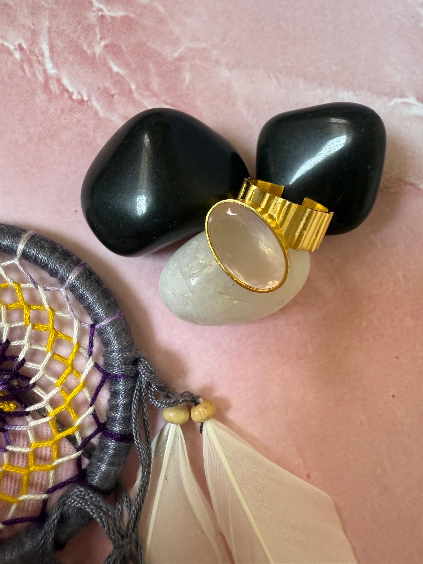 Pink Stone Oval Ring