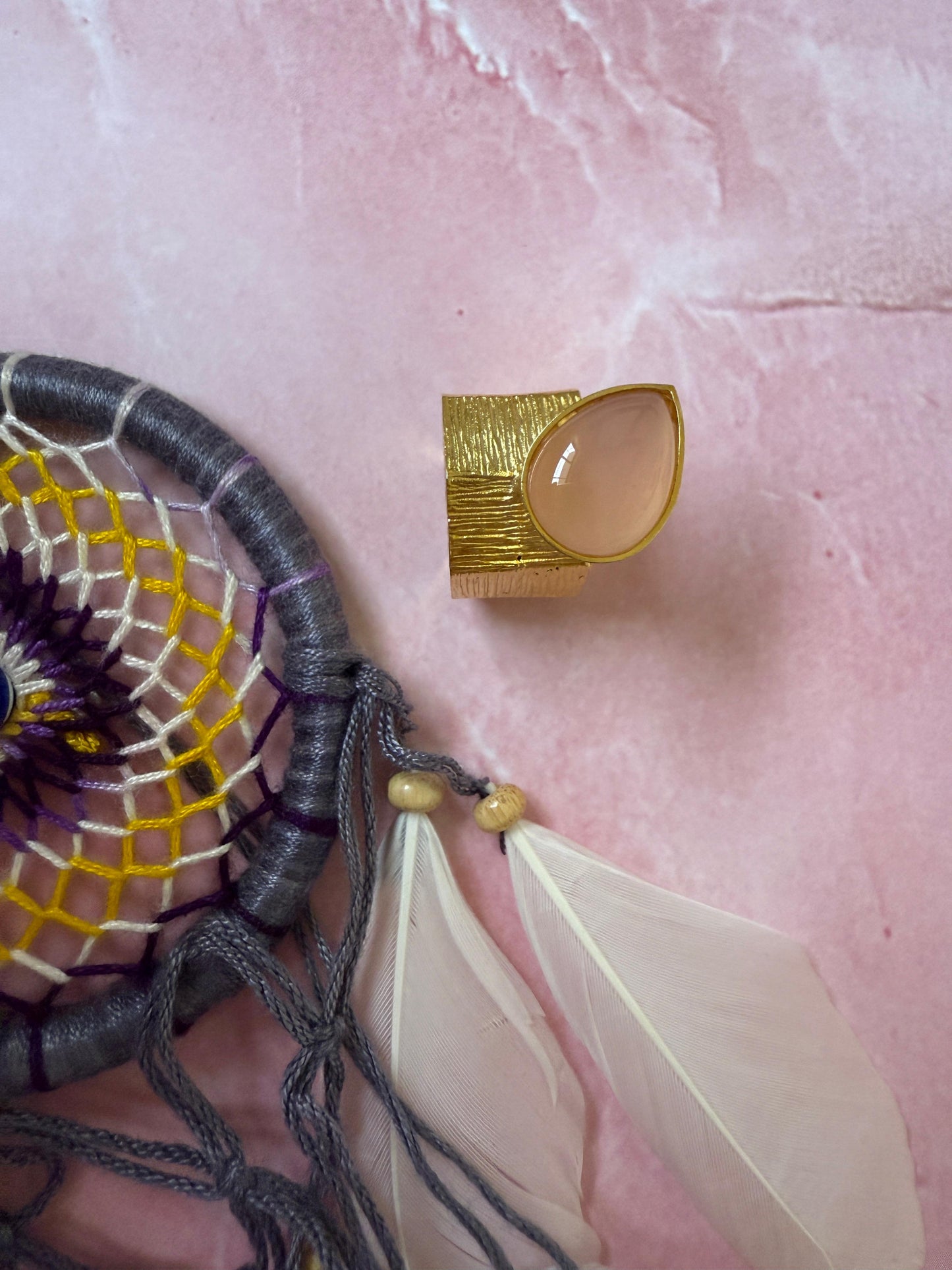 Pink Stone Drop Ring